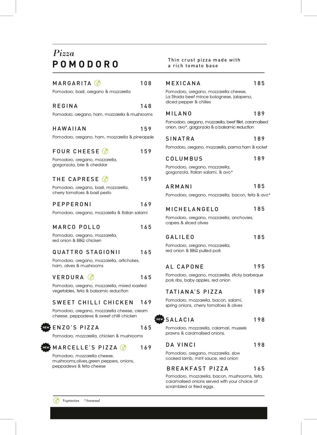 Strada West Menu La Strada Menu